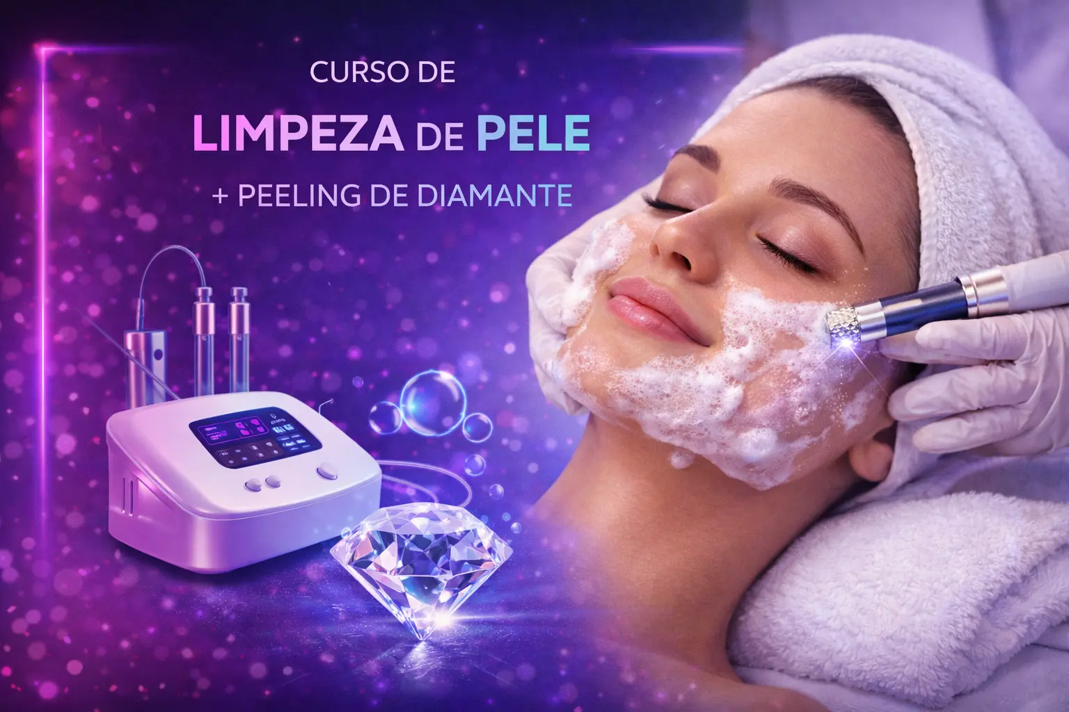 Curso de Curso de Limpeza de Pele + Peeling de Diamante
